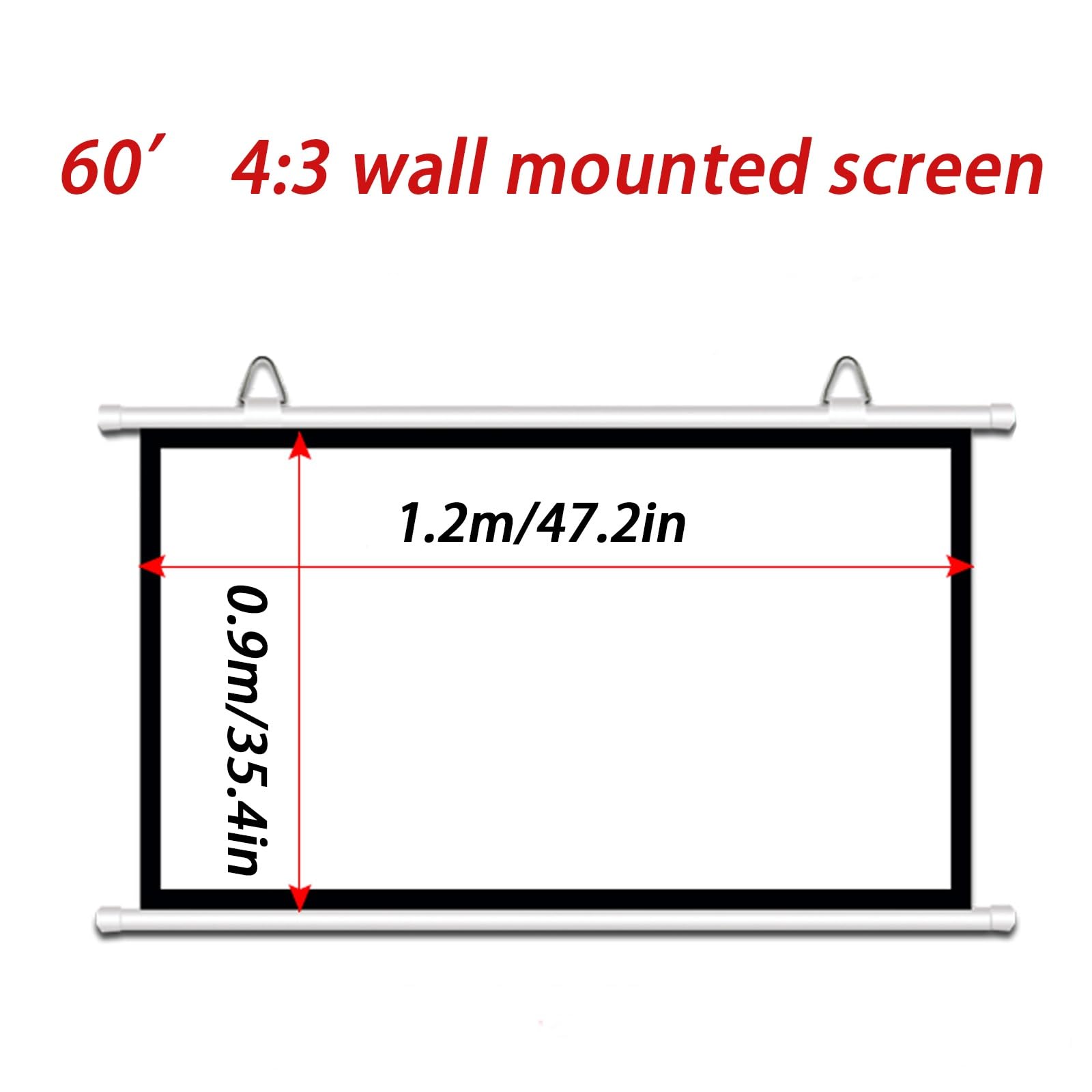 Manuale Telo Proiettore Avvolgibile，Schermo Per Proiettore Manuale HD 4:3 , 16:9, Schermo Per Proiezione Portatile Mobile Soggiorno Proiettore Home Theater A Parete Schermo Cinematografico Pieghevole(