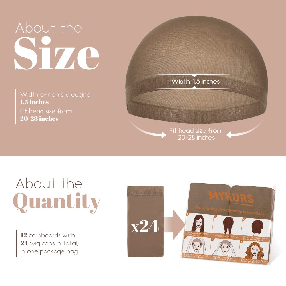MYKURS Wig Caps for Women Hair Net to Hold Wig in Place, Light Brown 24 Pieces - Image 2