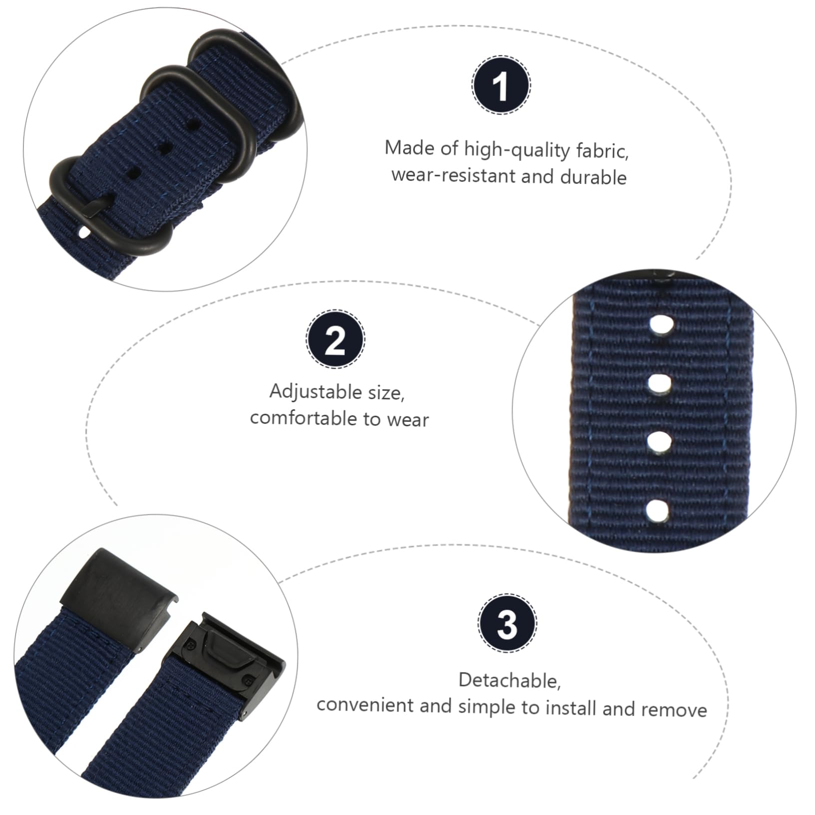 UKCOCO 3pièces Bracelet Nylon Pour Montre Bande De Remplacement Homme Avec Système De Détachement Rapide Confortable Et Respirant Profond