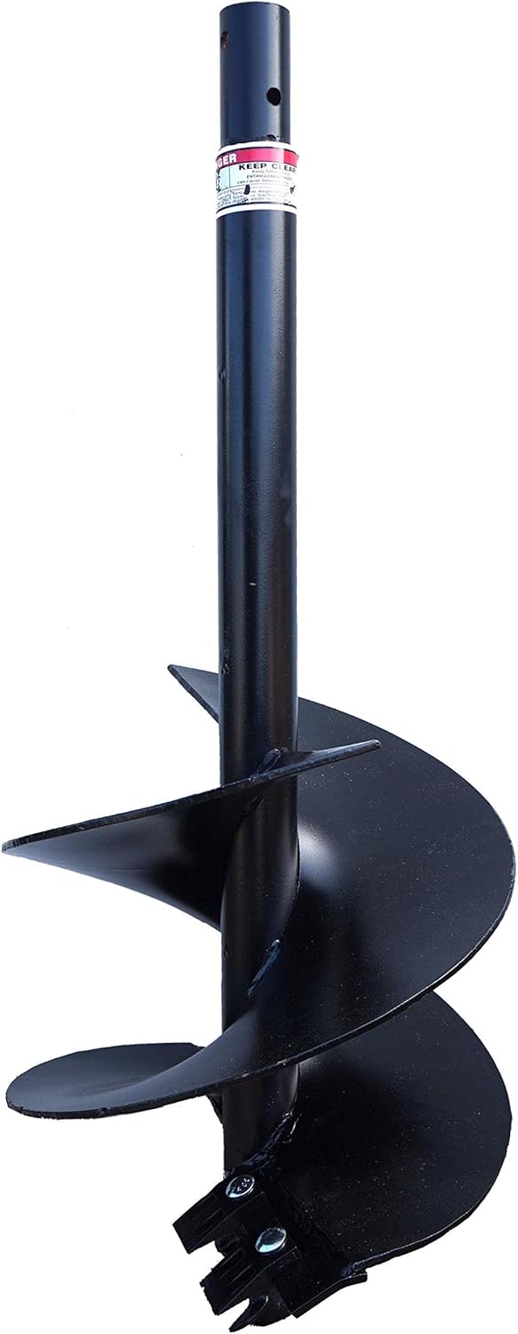 18" Heavy Duty Earth Auger, 2" Round Drive, 4 ft Long, Replaceable Edges