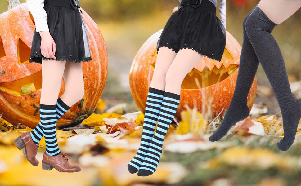 Image of Striped Knee High Socks for Women Outdoor Sport Athletic Stripe Casual Tube Socks