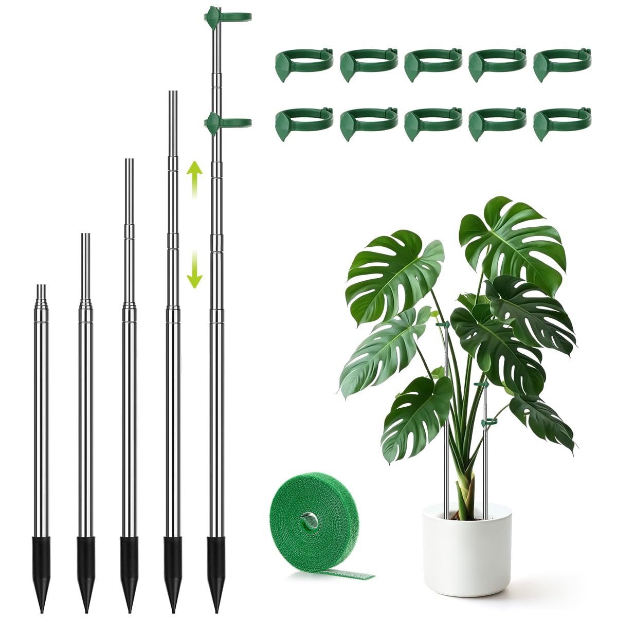 Amazon.com : Aieve Extendable Plant Stakes, 13in to 49in Stainless Steel  Telescoping Monstera Plant Support Stakes, Indoor Outdoor Garden Stake  Support Sticks for Tomato Vegetables Monstera Vine (5 Packs) : Patio, Lawn