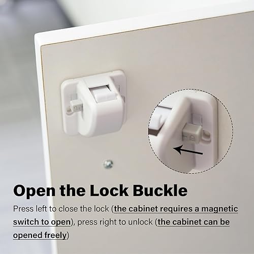 Miniatura 4 de Cerraduras magnéticas para gabinete a prueba de bebés, cerraduras de seguridad para niños con adhesivo, sin taladro ni instalación de herramientas,