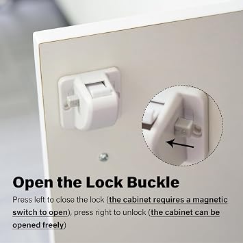 6 Pack Magnetic Cabinet Locks Baby Proofing - Child Safety Cabinet Latch Locks with Adhesive, No Drill or Tools Installation, for Cabinets Drawers Doors