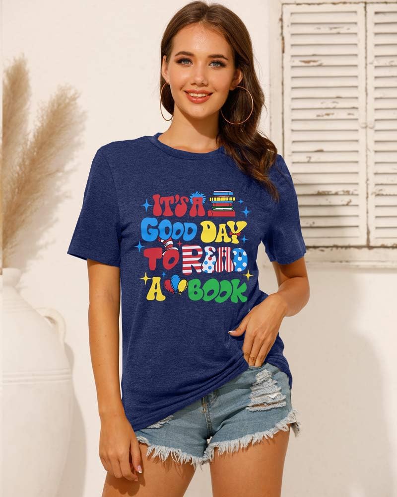 Teachers Shirts for Women Teacher Life Top It's a Good Day to Read a Book Tshirt Casual Short Sleeve Tee - Image 3