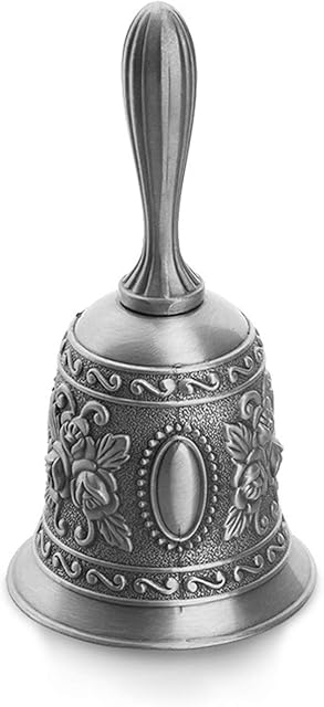 Hand Bell Metal Tone Ring Alarm Hand Hold Service Call Bell Desktop Bell Tea Dinner Bell Game Bell Christmas Bell (silver)