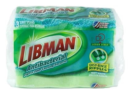 Libman 3 Count Anti-Bacterial Sponge Pack, 4-1/2 by 3