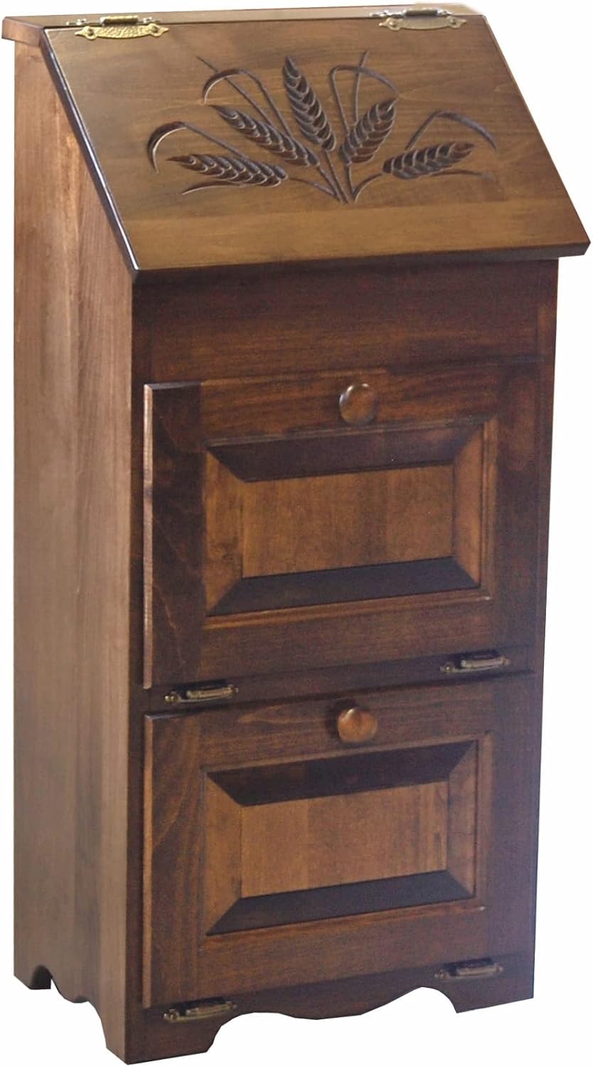 Furniture Barn USA Oak Kitchen Vegetable Bin with Wheat Carving, Seely Stain