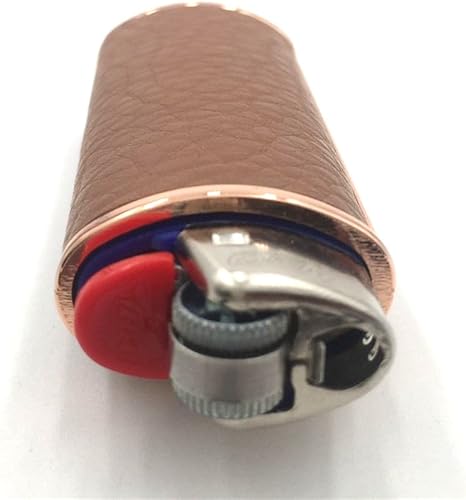 Miniatura 30 de Metal negro cuero encendedor caso cubierta titular para BIC tamaño completo encendedor tipo J6 Negro -,Marrón,Rojo,Blanco