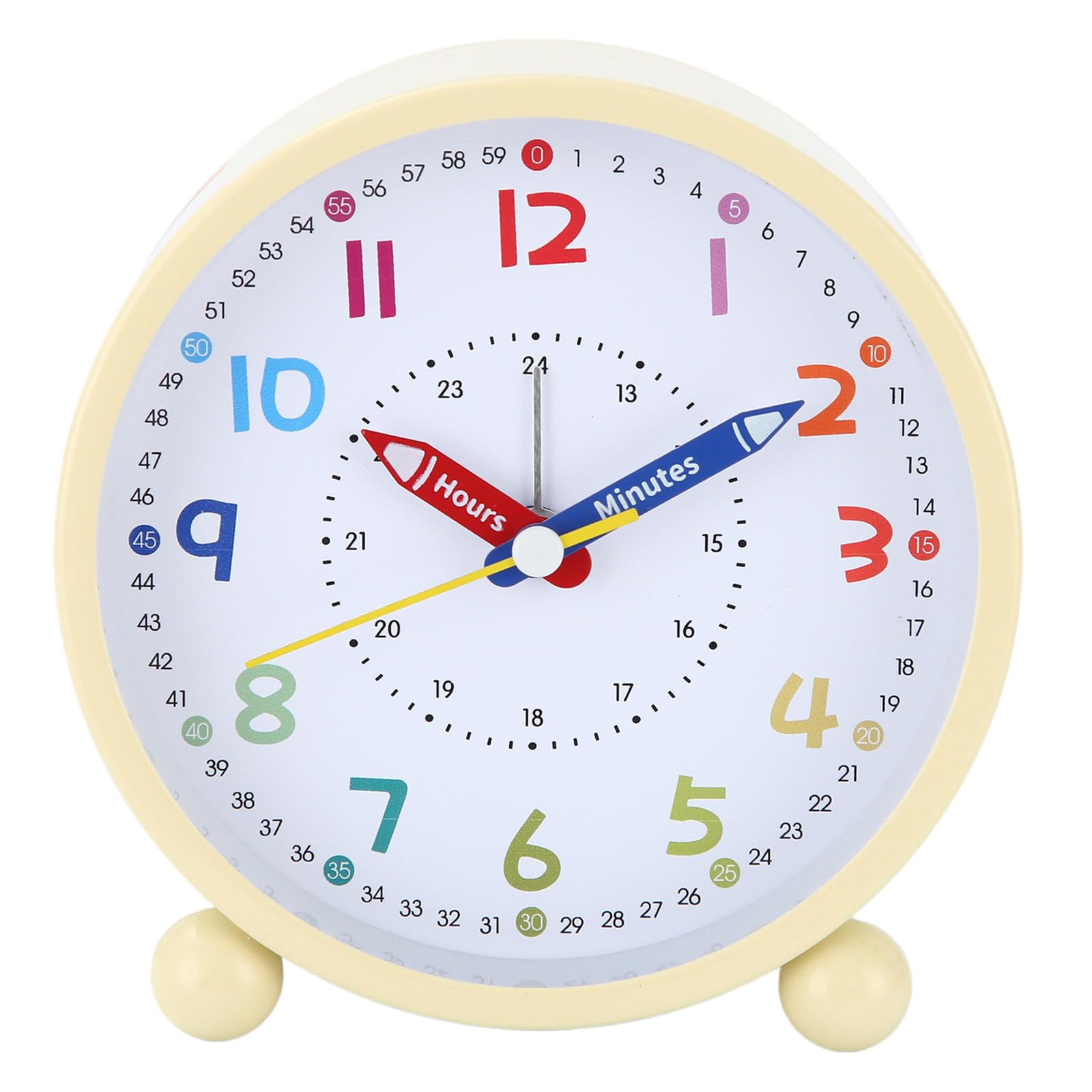Piceioep Noiseless Colorful Analog Alarm Clock with Big Number and Nightlight Battery Operated for Children Room and Classroom Colorful Analog Clock with Night Light