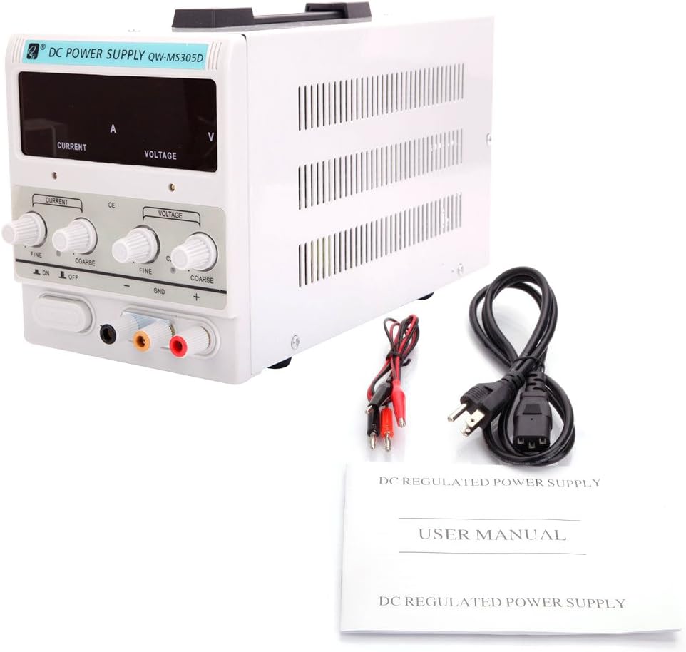 Inlifiny 10A 30V DC Power Supply Adjustable Digital Variable Precision Lab Grade w Clip Cable