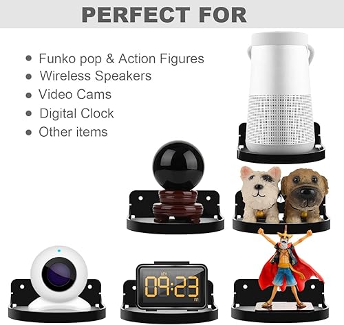 Miniatura 6 de TXEsign Soporte de estante para altavoz de 5 pulgadas, estante flotante pequeño, soporte de estante pequeño para altavoz, cámara web, figuras de