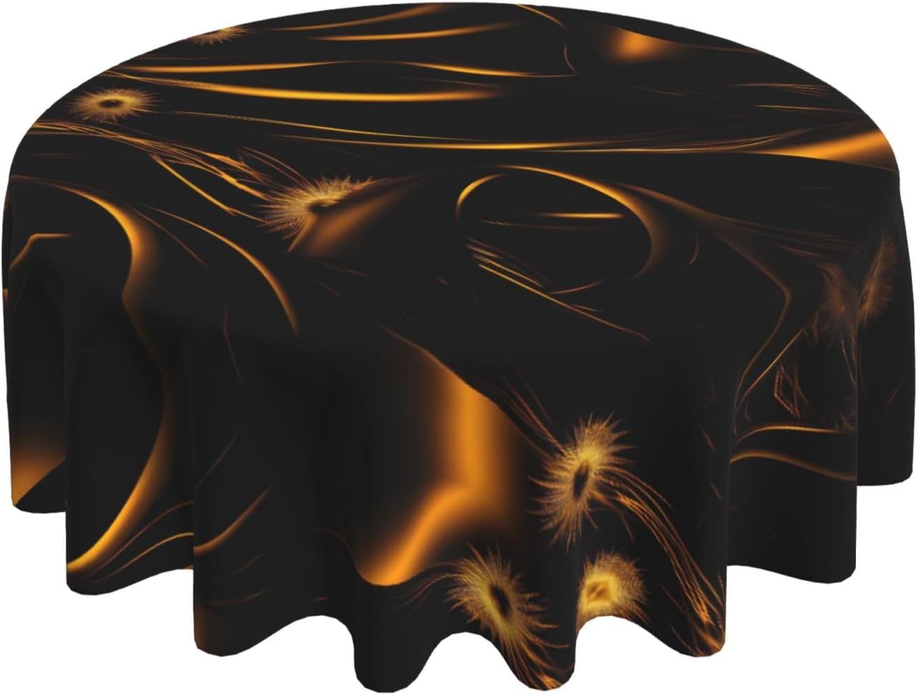 Black and Gold Background Print Wrinkle Free Dining Table Cover for Birthday Party Farmhouse Tablecloths Up to 60 x 60 Inches