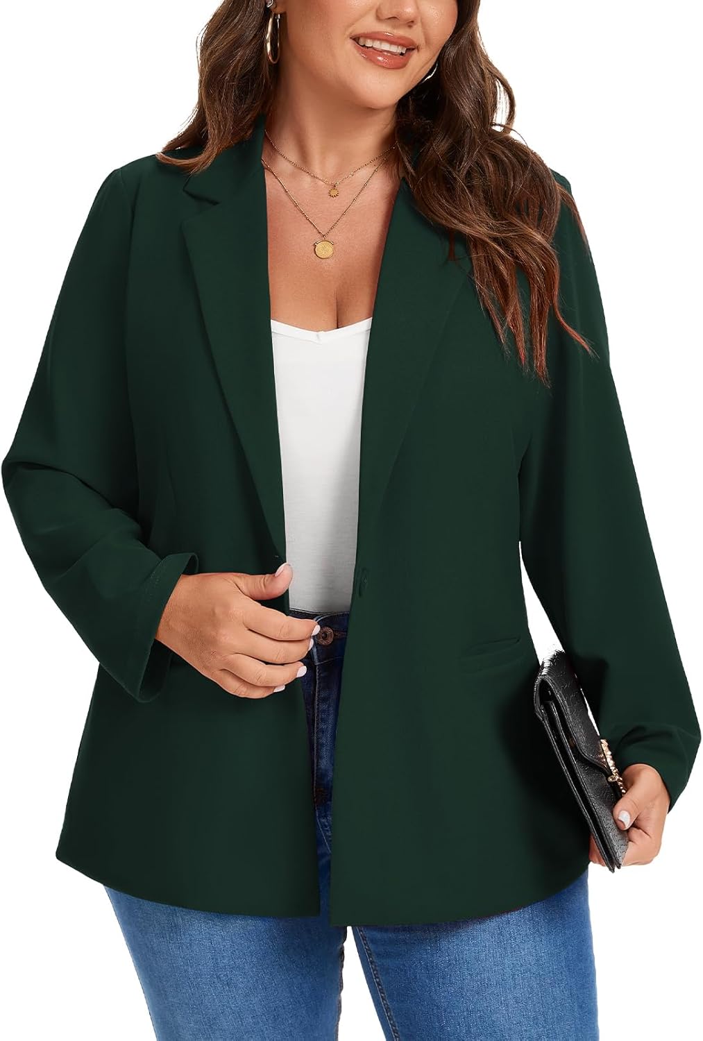 MINTLIMIT Women's Plus Size Blazer Long Sleeve Notch Lapel Casual Work Blazers Button Front Pockets Jackets (XL-5XL)