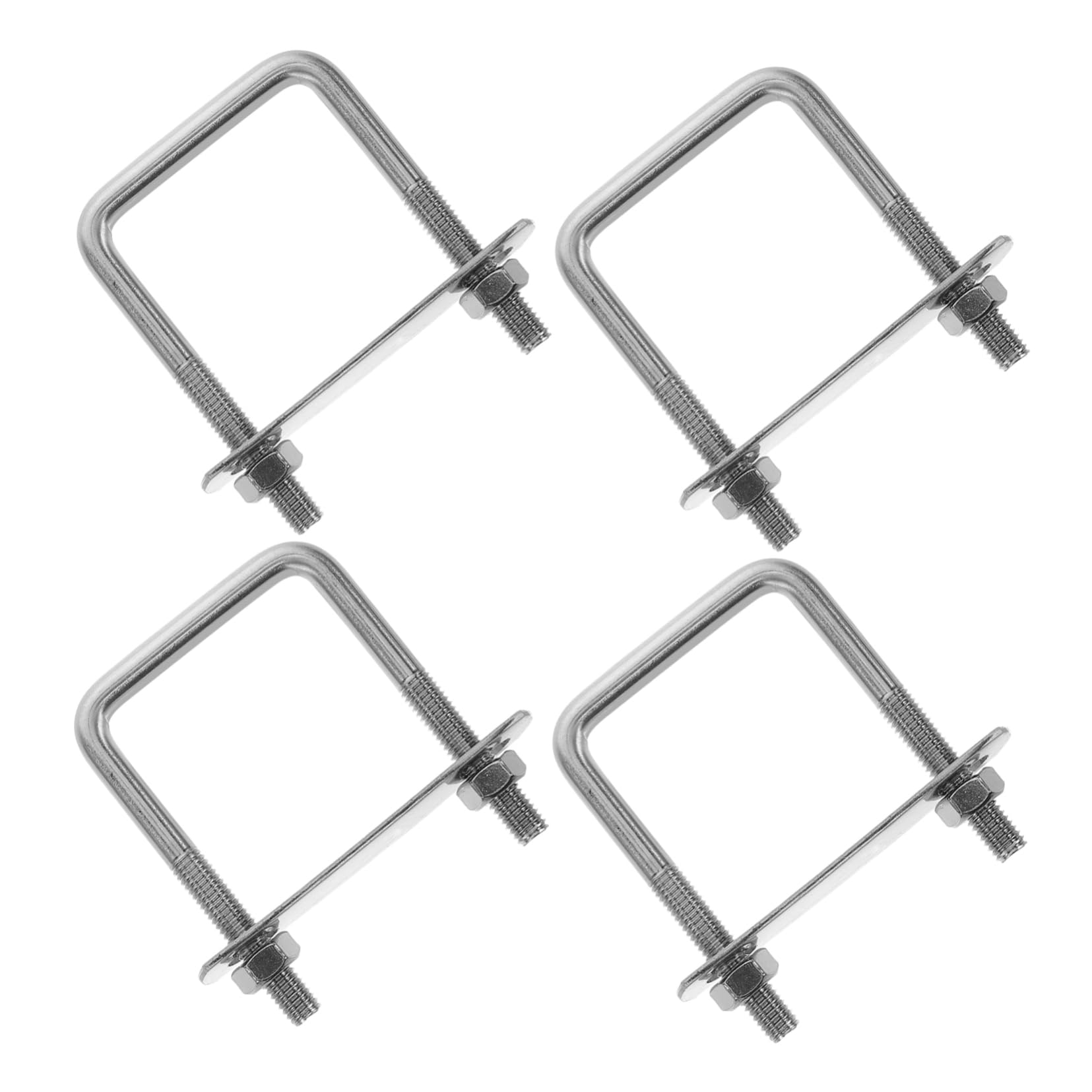 balacoo 304 Grade Stainless Steel U-Bolt Clamps Square U-Shaped Fasteners Right Angle Bolts for Secure Mounting