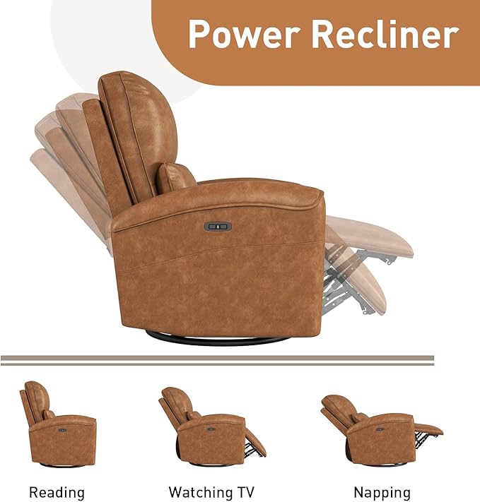 Sillón Reclinable Giratorio con Soporte Lumbar y USB miniatura 7
