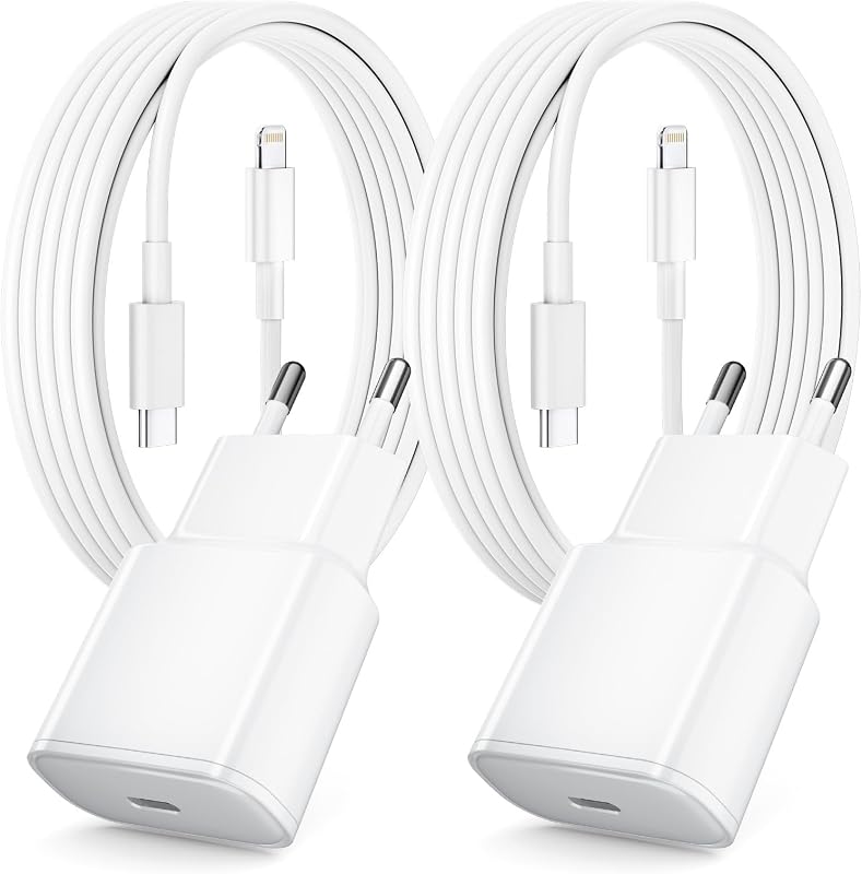 Chargeur Rapide pour iPhone, Lot de 2 PD 3.0 Prise USB C avec 2M Cable Lightning for iPhone 14/14Pro/13/13 Mini/13 Pro/13Pro Max/12/12Pro/12 Pro Max/11/11 Pro/ 11 ProMax