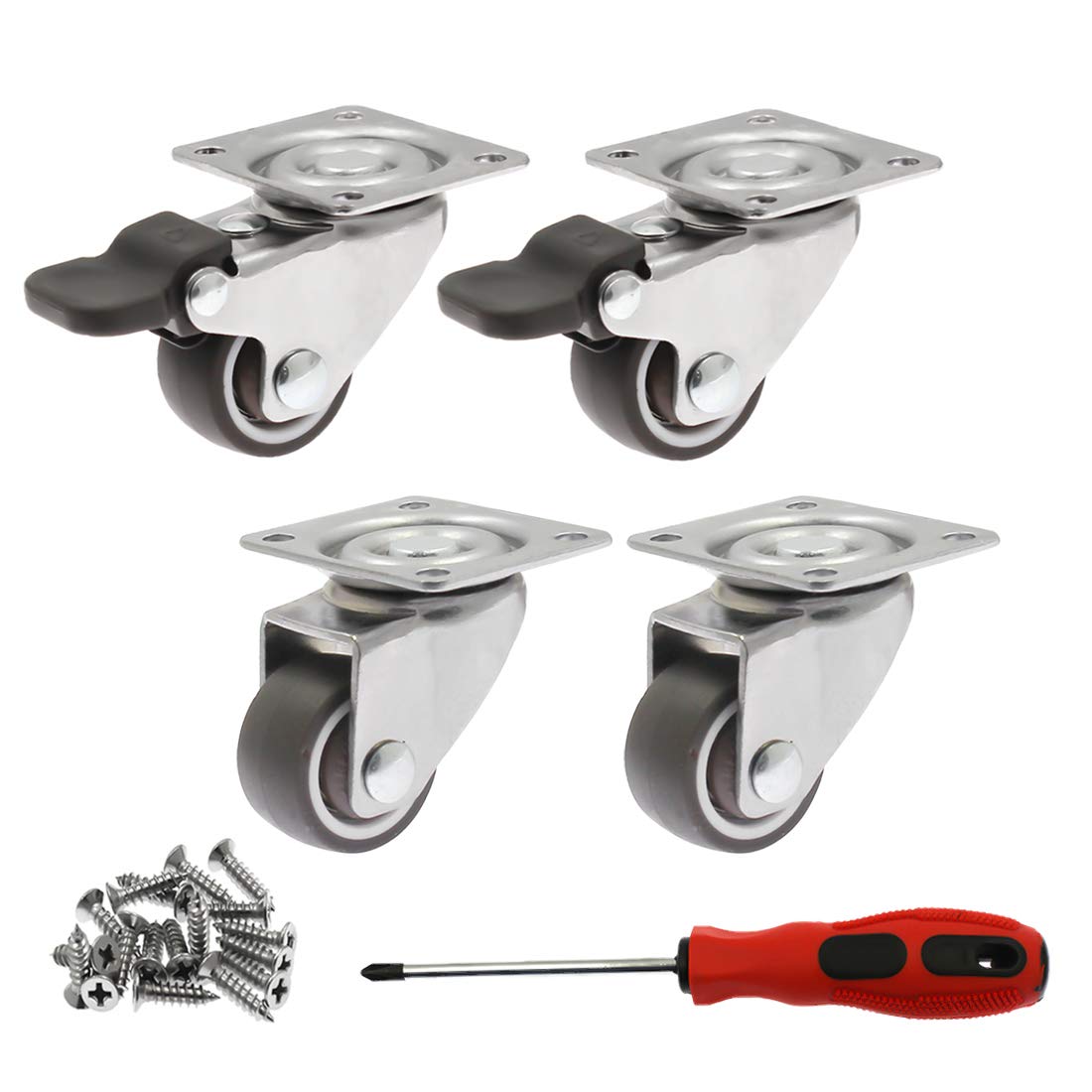 5 Inch Heavy Duty Locking Swivel Caster Wheels 4 Pack