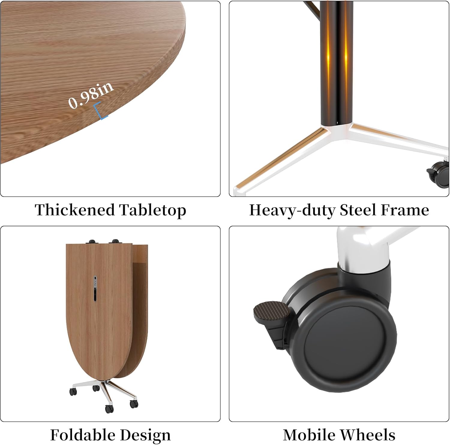 8FT Conference Table with Power Outlets ＆ Wireless Charging, Folding Conference Room Table with Wheels, Large Meeting Podcast Tables Business Conference Room Tables for Office Conference,1 Pack
