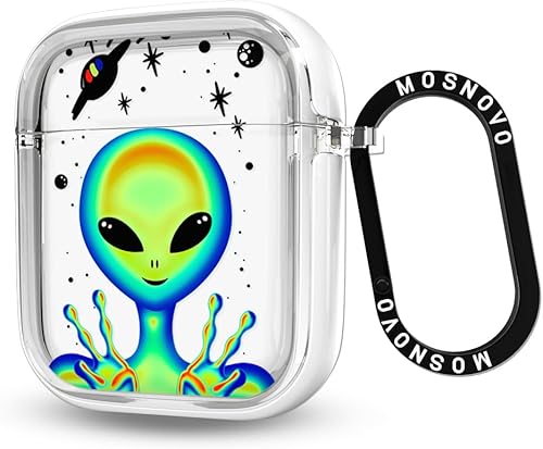 MOSNOVO Funda para Airpods 1 y Airpods 2, funda protectora transparente con anillo de metal duro de lujo de doble capa a prueba de golpes, diseñado