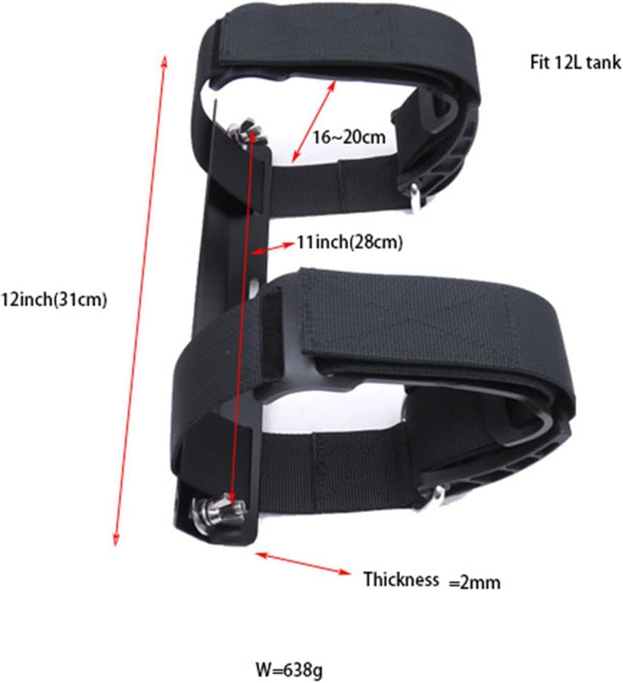 Backplate Bracket Diving Tank Adaptor Nylon Tank Band Aluminum Alloy Bottle Support Strap Buckle Combination Lightweight Material Suitable for