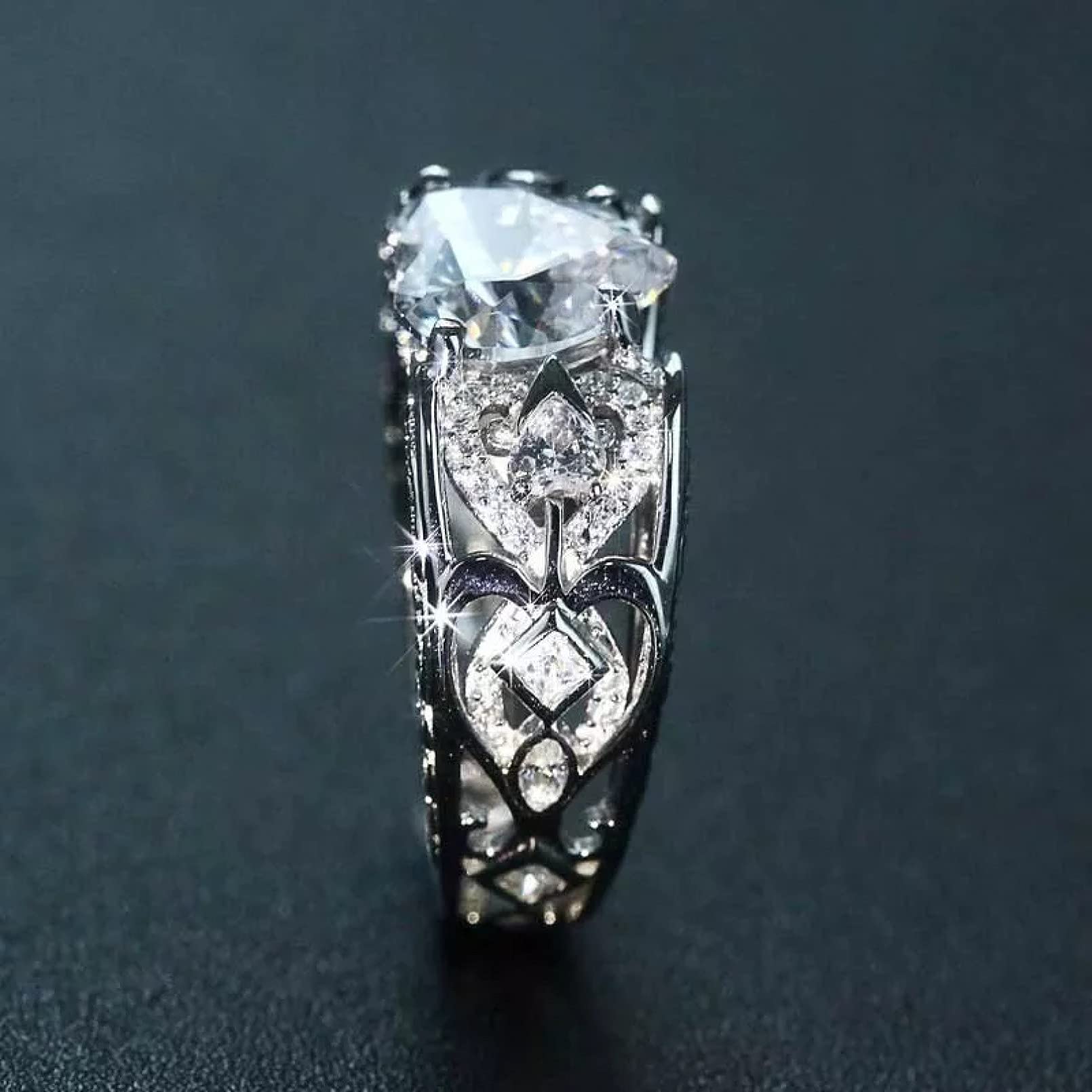 BAJIE Ehering 925 Sterling Silber Farbiger Diamant Damen Schmuck Ring Edelstein Silber Schmuck Ehering