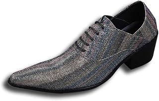Sapatos de corrida masculinos cano baixo com cadarço pontiagudo salto de 5 cm Oxfords sem cadarço para desempenho couro genuíno (Color : Preto, Size : G-40)