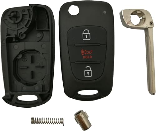 Miniatura 6 de 2 fundas para llavero de automóvil para Kia Soul Rio sin llave, plegable, 3 botones, cubierta exterior de repuesto con hoja sin cortar en blanco