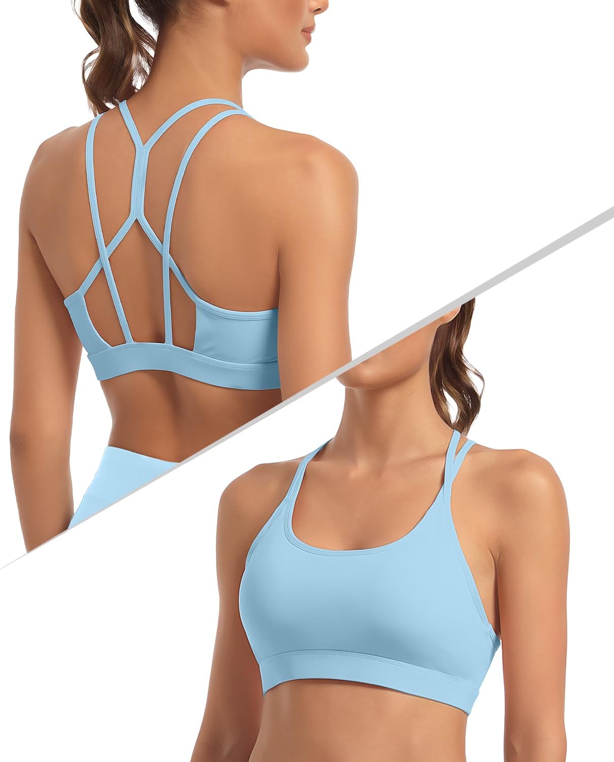 Comper Sports Bras for Women Sexy Criss Cross Back Workouts Bras Light Support Yoga Sport Bra with Removable Pads - Image 3