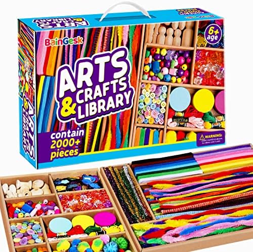 Arts and Crafts Supplies for Kids, 2000+ Piece Craft Kits Library in Craft Box, Crafting Supplies Set for Kids Ages 4, 5, 6, 7, 8, 9, 10, 11 &12 Year Old Boys & Girls, Ideas Art Kits Gift for Kids