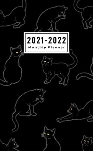 2021-2022 Monthly Planner: Cute And Funny Black Cats On Black Cover (Small Size 4"x6.5") 2 Year 2021-2022 Monthly Planner Calendar Schedule Agenda ... With Password Log, Birthday Log &amp; Notebook.