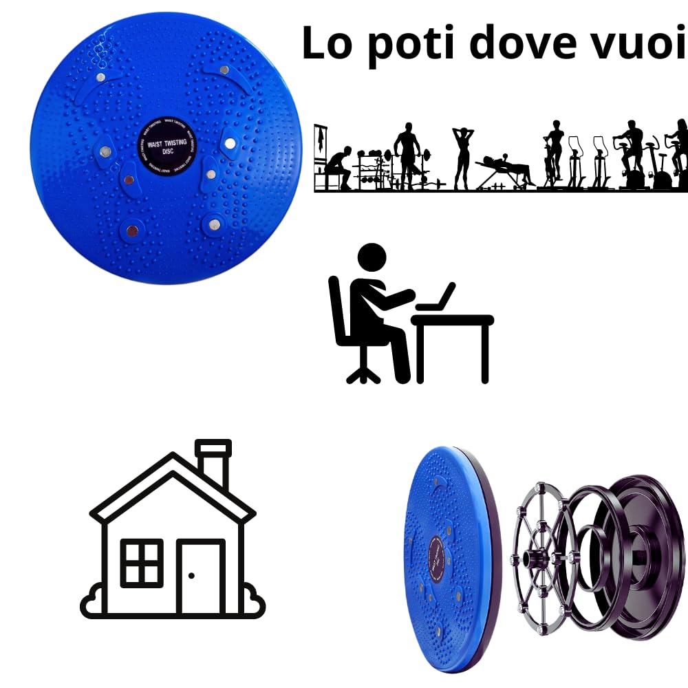 Pedana Riabilitazione functional board Torsione Busto Riabilita Modella Scolpisce Rassoda Fianchi Addome color (blu)