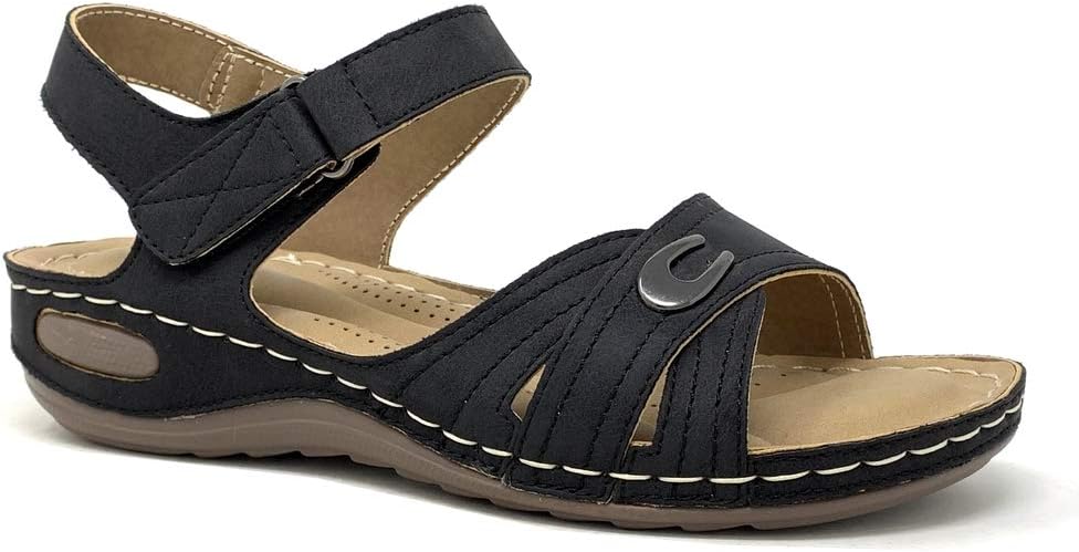 Angkorly - Women's Fashion Shoes Sandals - Orthopedic Style - Senior - Comfy Comfortable - Crossed Thongs - Finish Topstitching Seams Wedge 3 cm