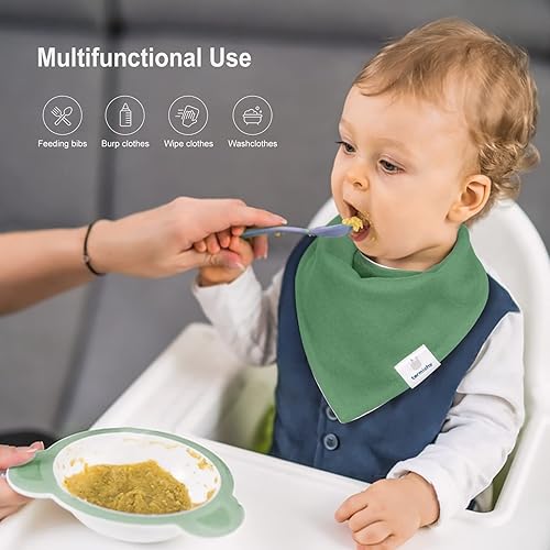 Miniatura 3 de Termichy Baberos bandana para bebé, paquete de 8 baberos de algodón orgánico para dentición y babeo, unisex para niños y niñas