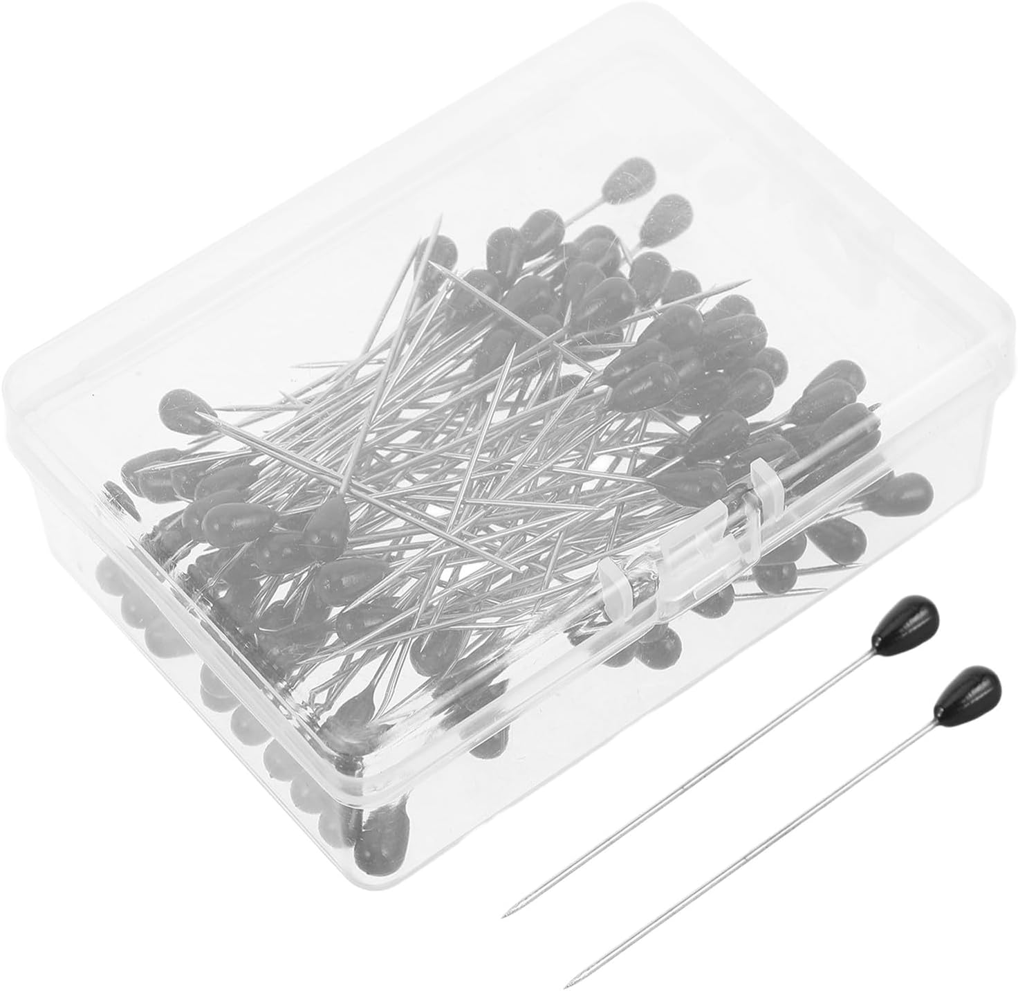 Zerodeko 100pcs 5x55mm Teardrop Pearl Head Straight Pins for Sewing and Quilting, Small Apparel and Fabric Marking Pins for Dressmaking and DIY Craft Projects