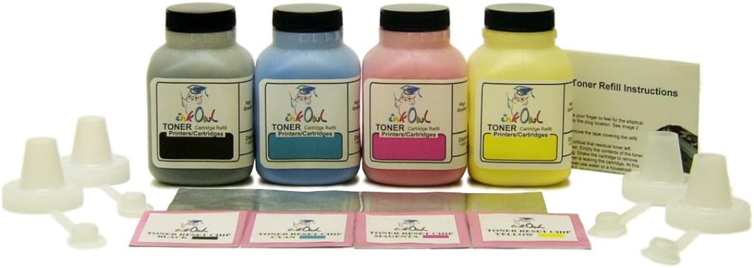 InkOwl Toner Refill Kit Replacement for HP CF210A, CF211A, CF212A, CF213A (131A) (4-Pack, with Reset Chips)