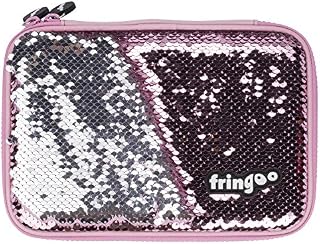 Fringoo - Large Pencil Case - Galaxy Space Reversible Sequin - Purple Pencil Case - Kids & Teens - Hardtop Stationery Holder - Double Zipper