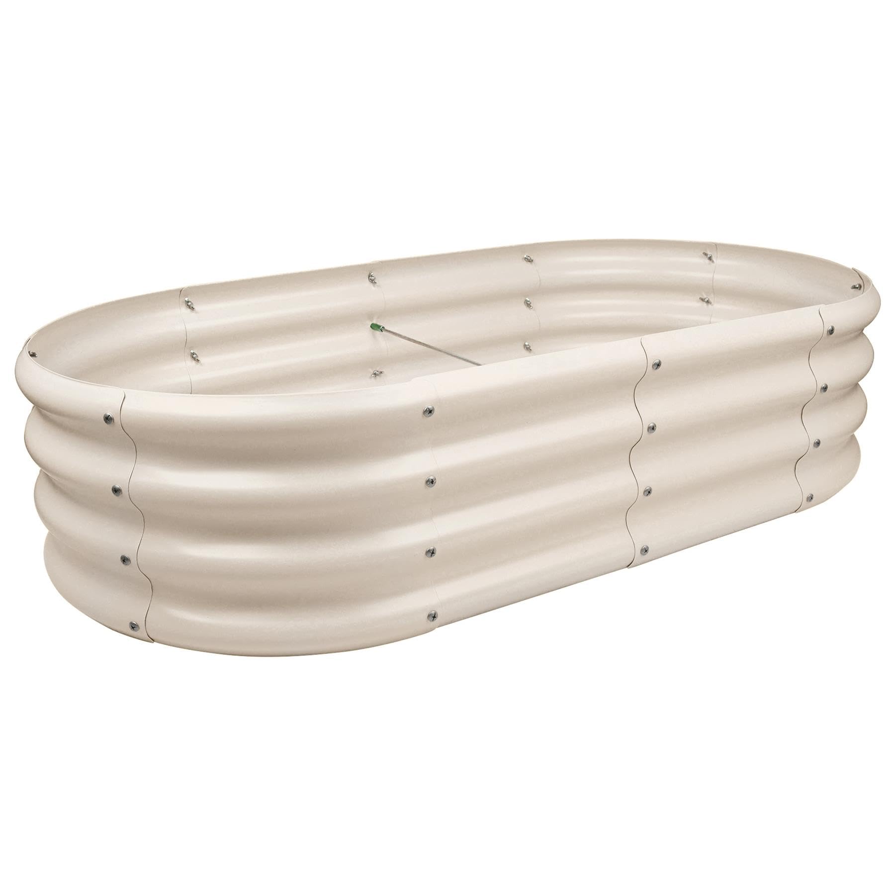 Harbour Housewares Raised Garden Bed - Ivory - 120 x 60cm - Rounded - Bottomless Metal Raised Bed Galvanised Steel Planter Box for Growing Outdoor Plants, Vegetables, Flowers and Herbs