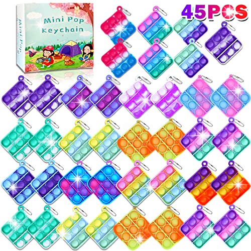 45 Pcs Pop Fidget Toys Its Party Favors, Pop Fidget Keychain Mini Pop Keychain Toys Bulk Pop Toys Fidgets Packs Sensory Stress Toys Party Popper Toy Classroom Birthday Gift For Girls Boys #TOP7