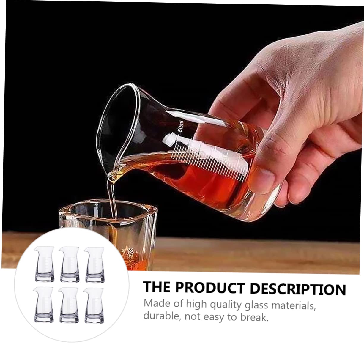 6 Pezzi Bicchieri Misurini Cocktail in Vetro Scala Graduata Contenitori Trasparenti per Misurare Liquidi e Whisky Misurini Resistenti e Leggeri per Bar