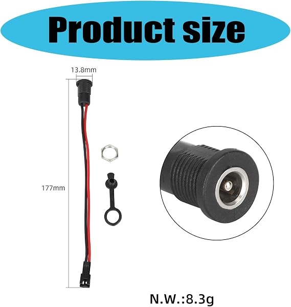 Charging Port,5.5x2.1mm Power Sockets Charging Sockets High Current Female Power Connector for Electric Scooter Accessories