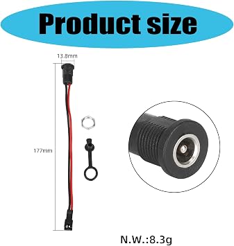 Charging Port,5.5x2.1mm Power Sockets Charging Sockets High Current Female Power Connector for Electric Scooter Accessories