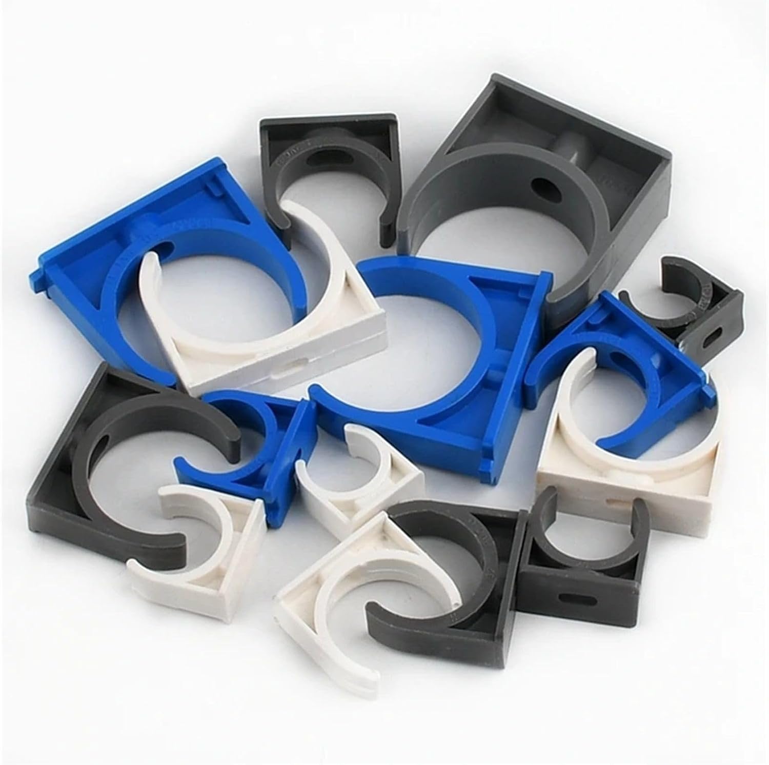 Plastic Pipe Clip, U Shaped PVC Pipe Clamp Pack Of 5-50 Pieces Multicolor Multiple Sizes(White,63MM-5PCS)