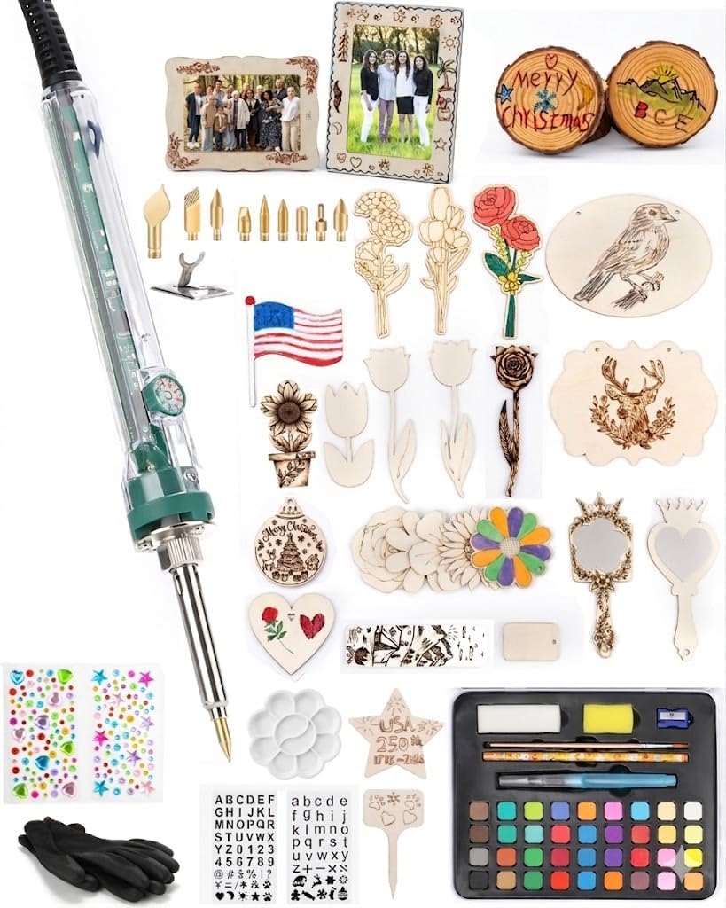 BIAJIYA Wood Burning Kit for Adults Beginners, Woodburning Kits with Adjustable Temperature Burner Pen, 9 Interchangeable Tips & Complete Wood Burning Tools for DIY Crafts (100PC)