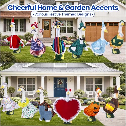 Deccasa 12 Set Porch Gose Outfit for 23" Large Goose, Cotton Seasonal Costume Clothes for 4th of July Halloween Christmas Easter St. Patrick's Day, Machine Washable by Deccasa - Image 2