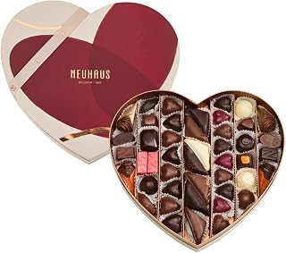 Belgian Chocolate Heart Gift Box – Large Heart-Shaped Assortment of 48 Belgian Pralines – Romantic Valentine’s Day Chocolate Gift