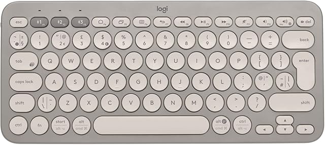 Logitech K380 Multi-Device Wireless Keyboard, Easy-Switch Up to 3 Devices, Slim, Battery-PC 2 Years, Laptop, Windows, Mac, Chrome OS, Android, iPadOS, Apple TV - Sand