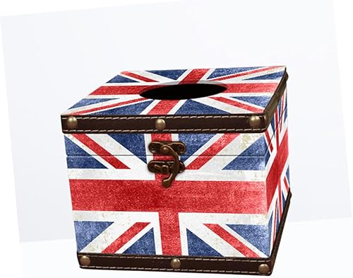 Miniatura 6 de Cabilock Caja de almacenamiento de servilleta contenedor de tejido de papel servilleta Union Jack de madera