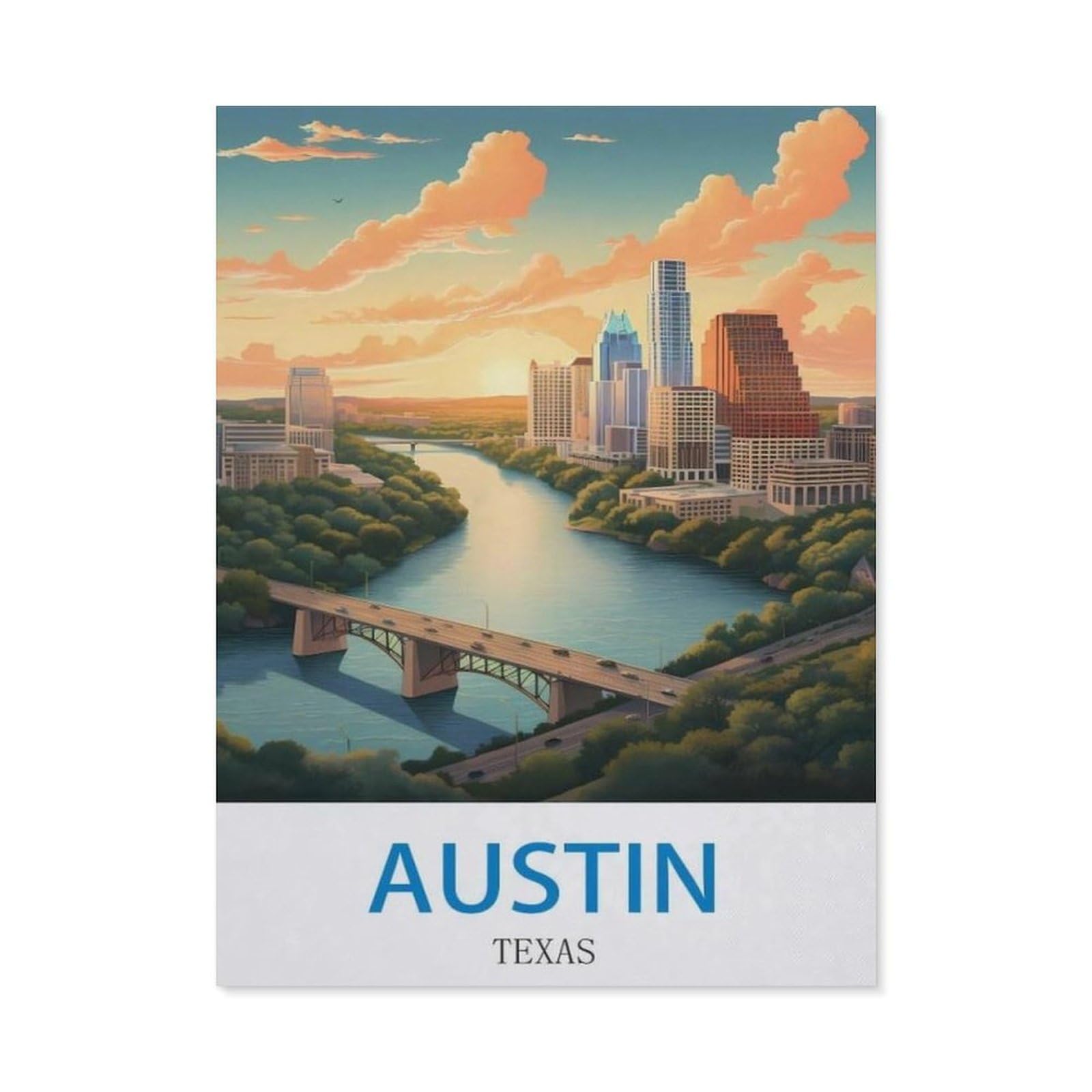 BEAYODKP Diamond Painting Kits for Adults and Kids，Austin Texas，Full Drill Round Rhinestone Paint with Diamonds（50 x 60 cm/19.68 x 23.62 inches）-CN26