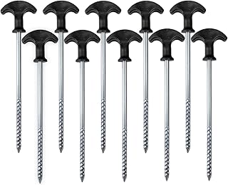 LATERN 10Pzs Piquetas de Carpa en Espiral, 20CM Galvanizado Clavija de Tienda Estacas Vivac para Acampar Tarea Pesada Piquetas Vivac de Cuerda con Mango para Camping Trip Senderismo Jardinería